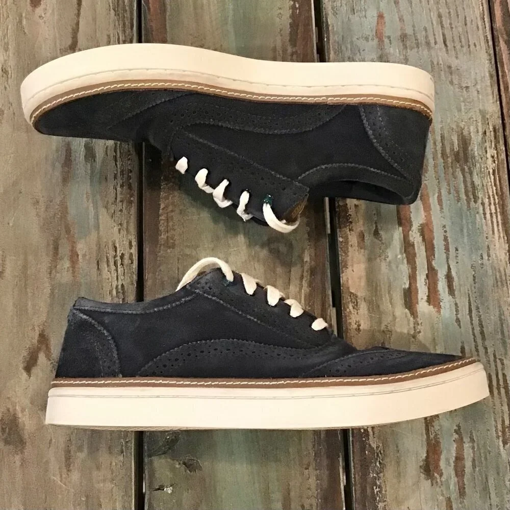 Ted Baker Size 8 Hapra 3 Men’s Suede Shoes Navy Wingtip Sneakers